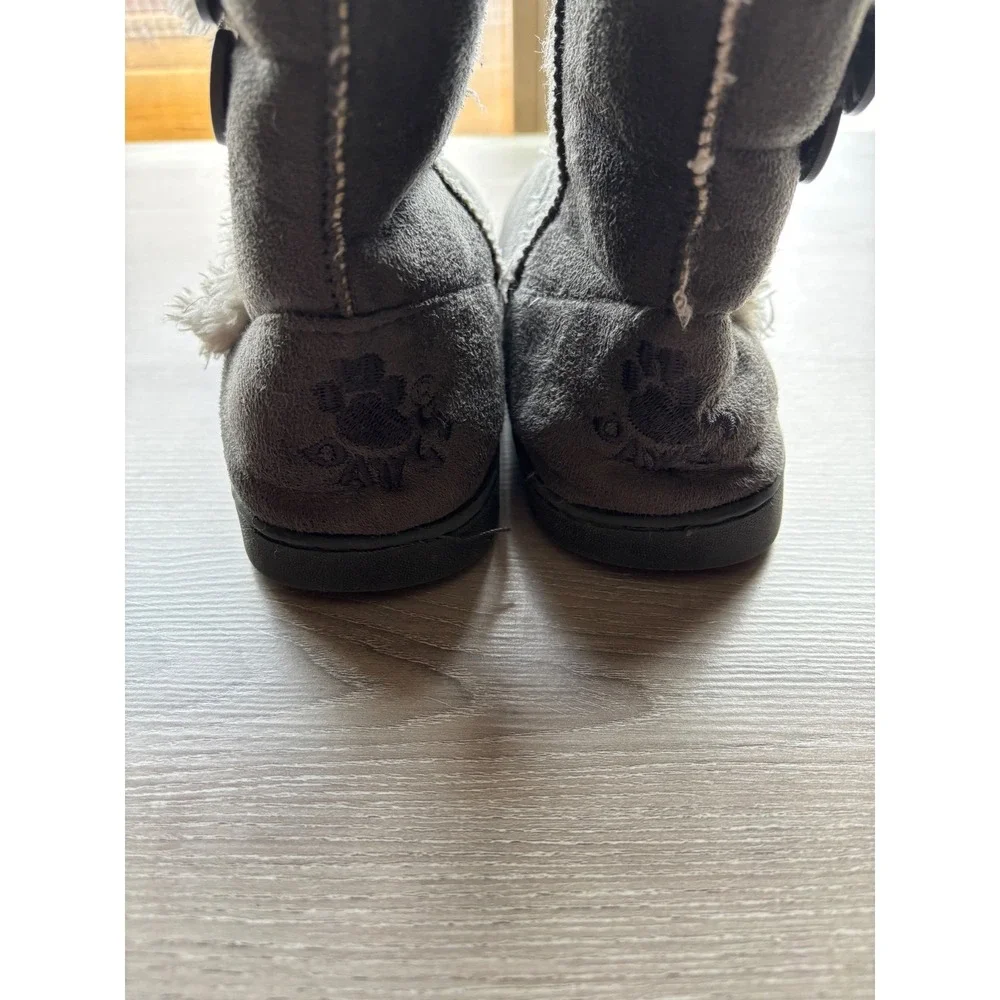 DAWGS Womens 10 Gray Fleece Lined MidCalf Boots Faux Fur Trim 3 Button Cozy Cold